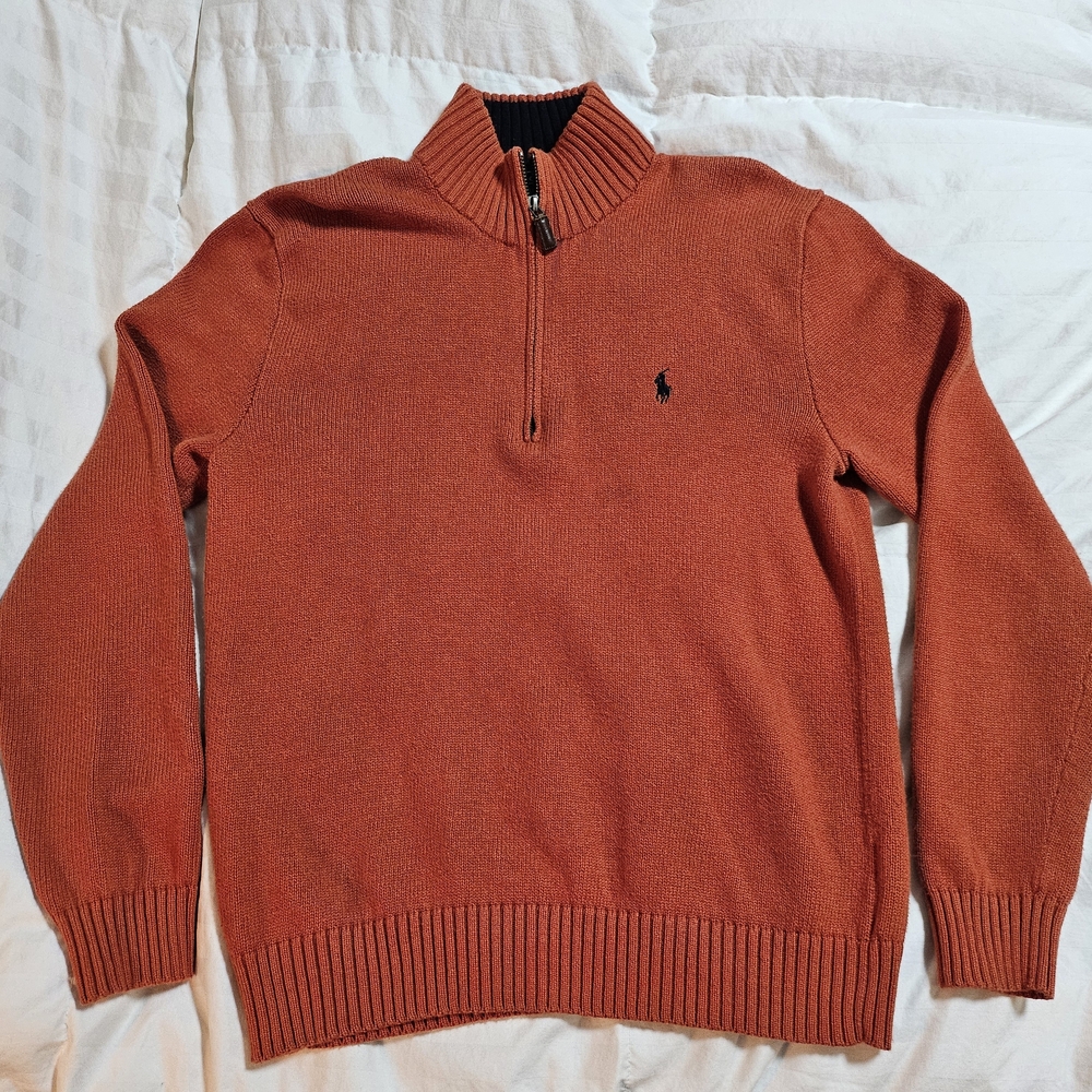 Ralph Lauren Men's Rust Zip-Up Sweater